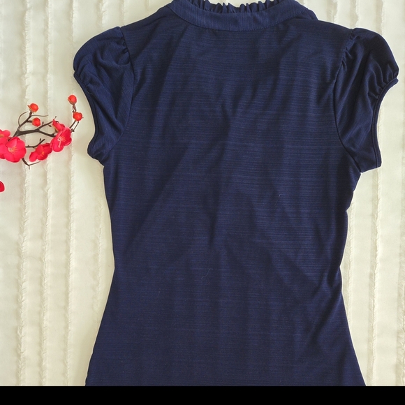 Heartsoul Navy Ruffle Detail Top - Picture 3 of 6